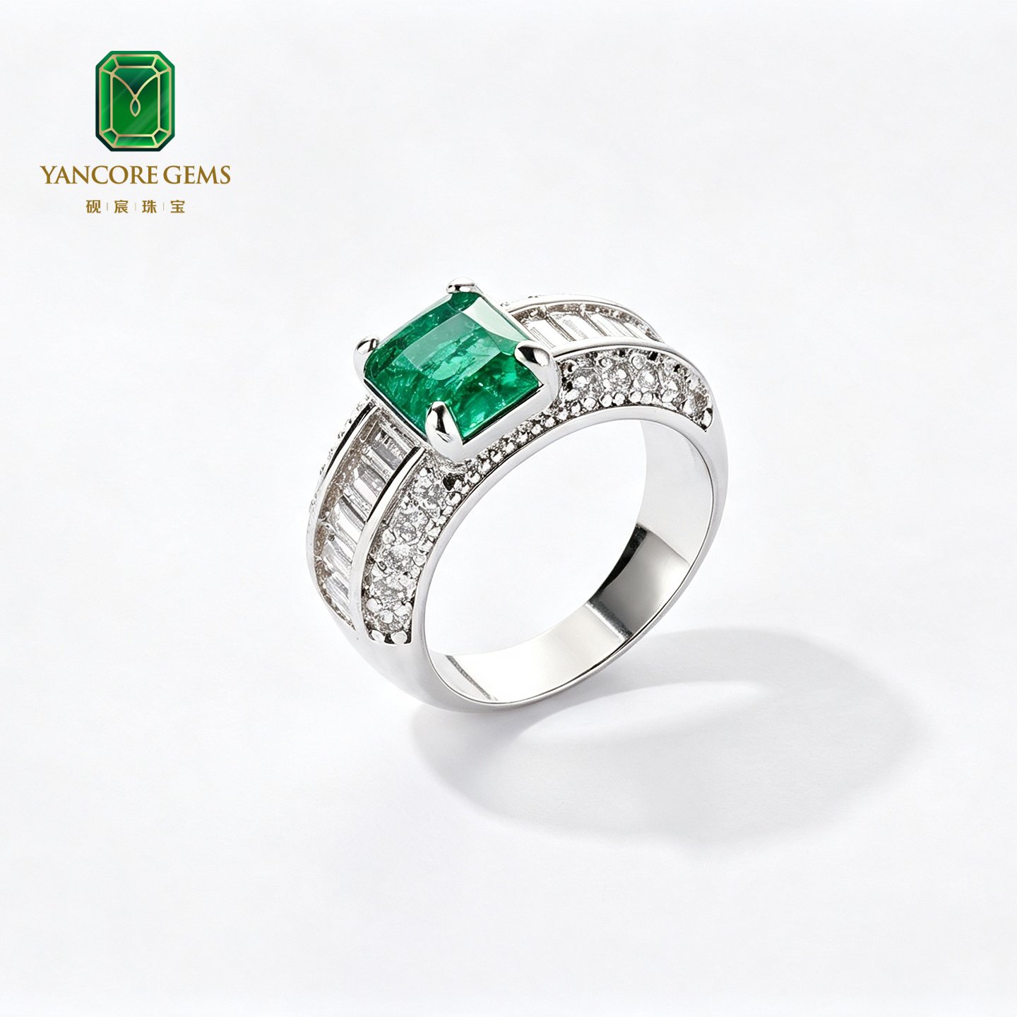 Emerald Deco Arcade Ring