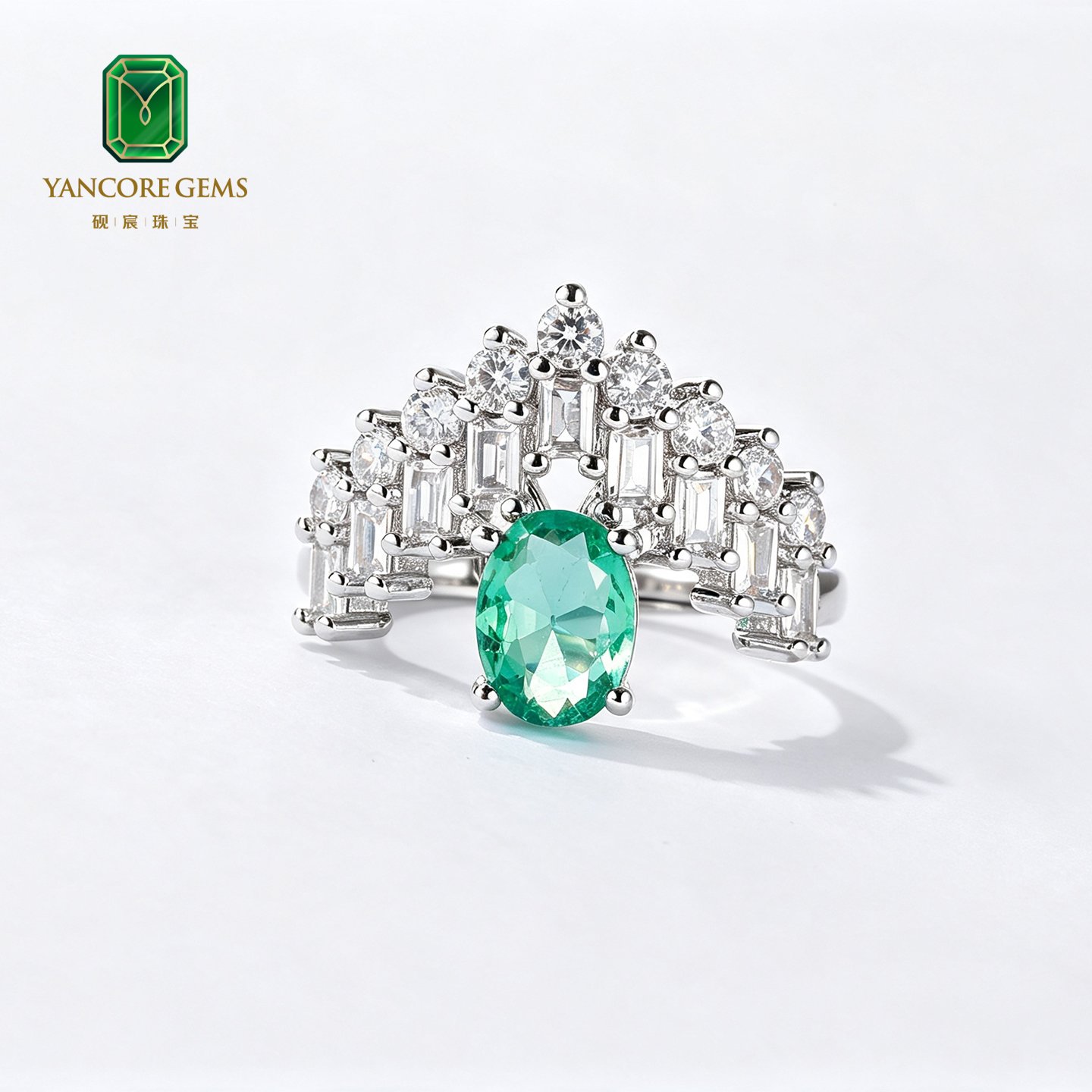 Mint Peacock Fan Ring - Image 3