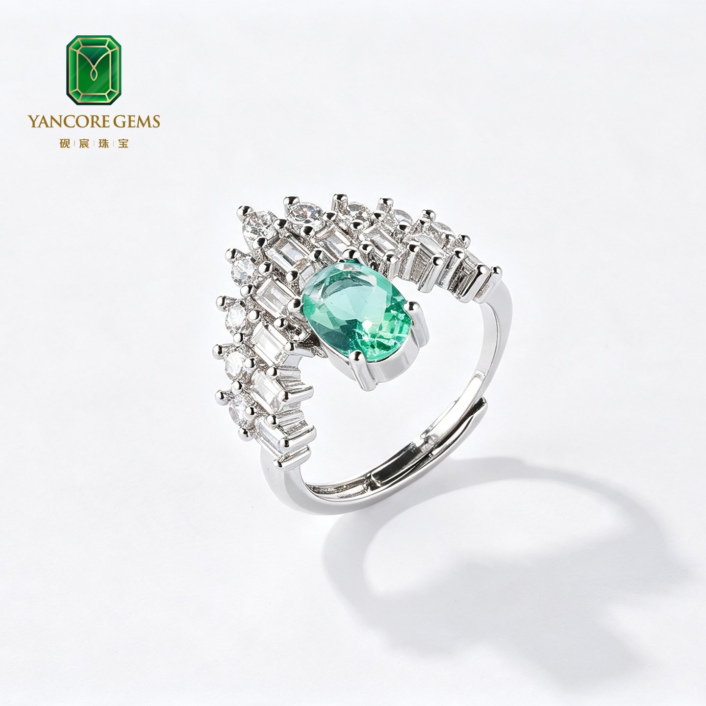 Mint Peacock Fan Ring