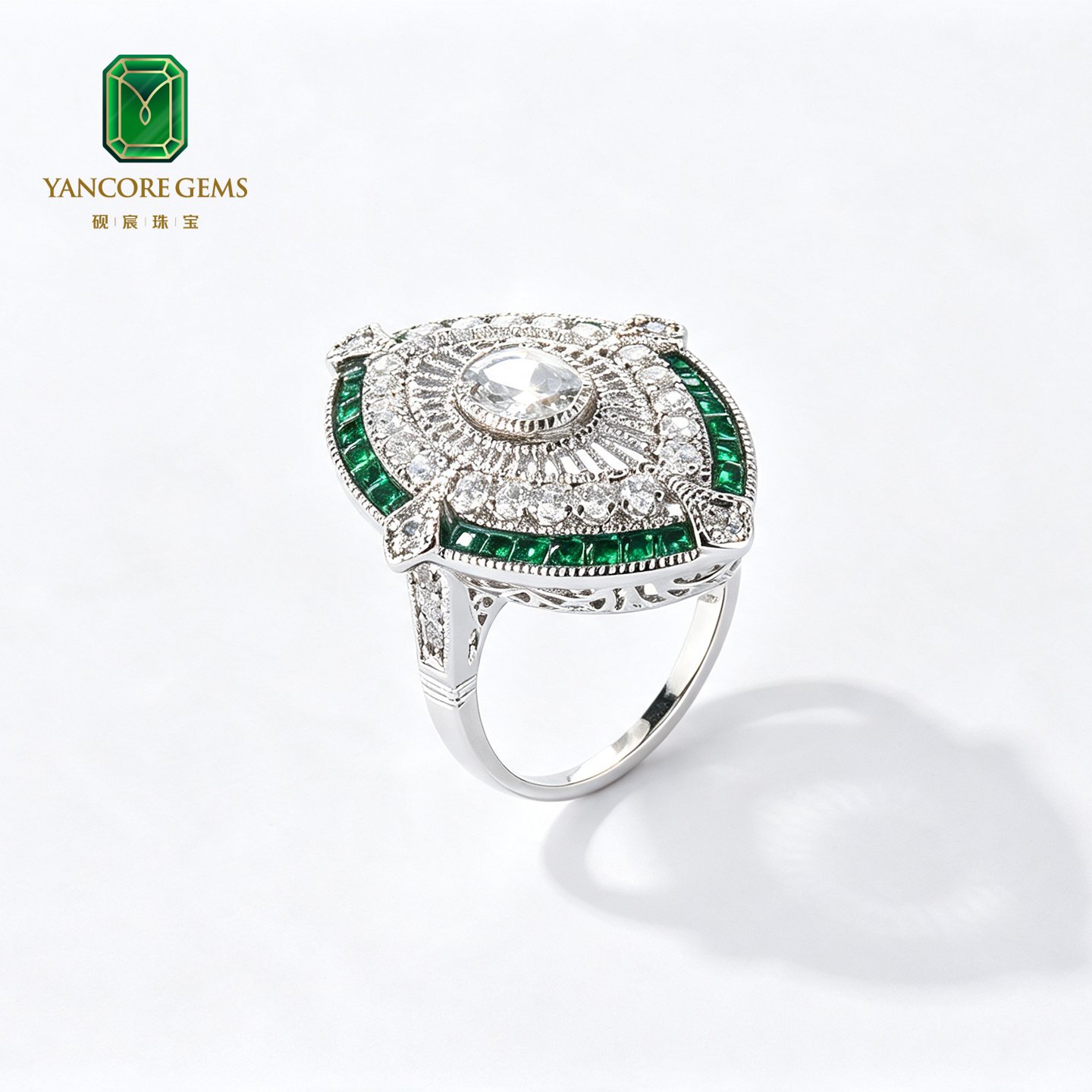 Art Deco Sun Temple Ring